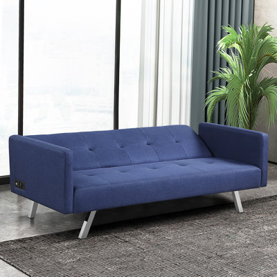 73 " Faux Leather Convertible Sofa