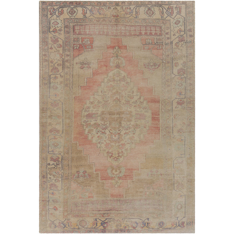 Tapis oriental touffeté à la main beige / corail Houston Lutterworth Houston, Rectangle 2 pi x 3 pi