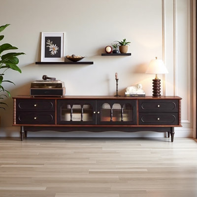 Meuble télé noir français au design rétro