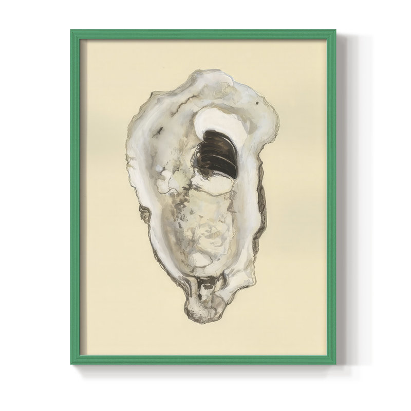 Impression encadrée sépia Oysters III - bois massif, H 15 po x l 12 po, Vert