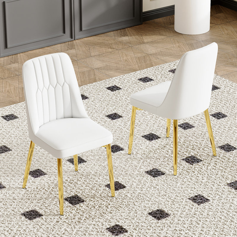 Ensemble de chaises de salle à manger Modern, 2, Blanc, Doré