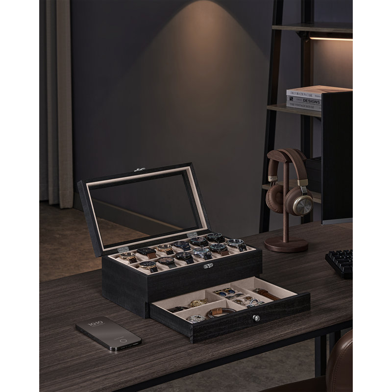 Sumbul Steel Watch Box +, Black/Beige