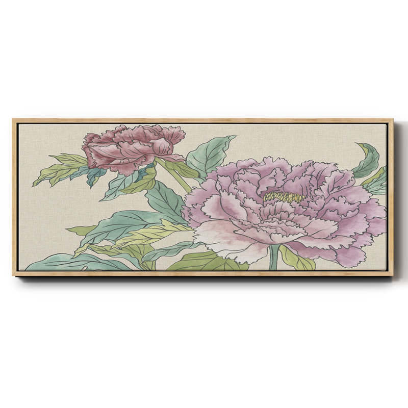 Peony Blooms I - toile encadrée, H 20 po x l 50 po