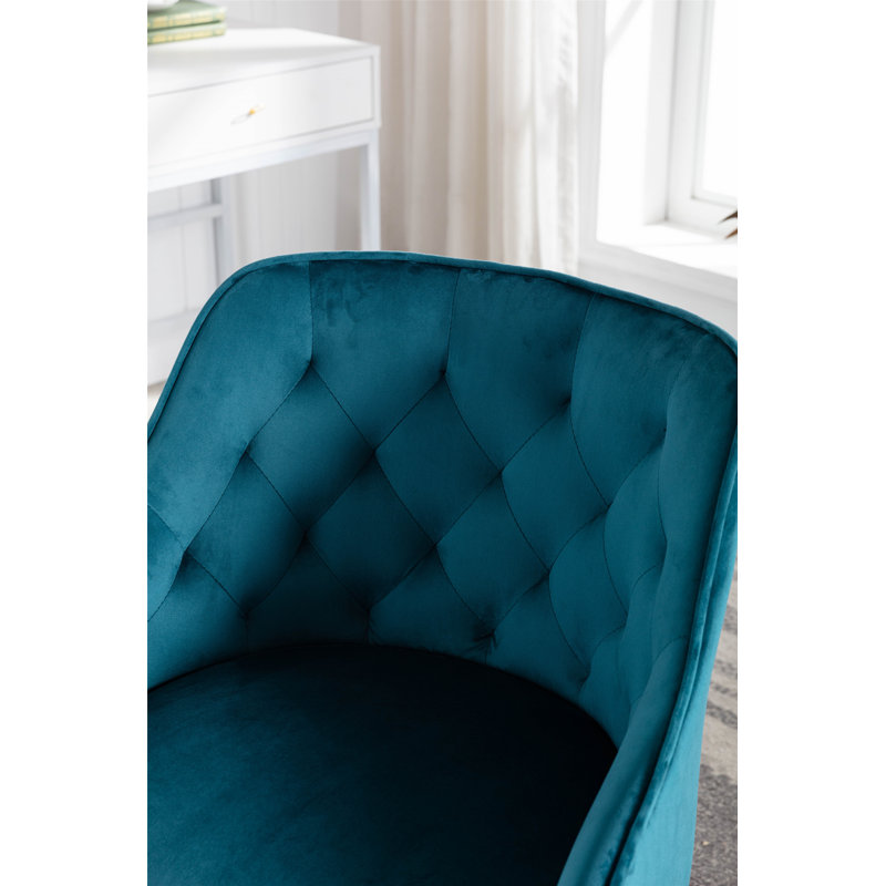 Deeanna Velvet Office Chair, Teal