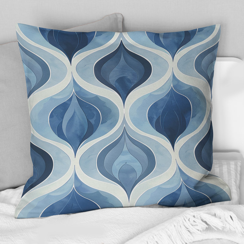 Coussin moderne bleu Ogee Patten III - bleu, H 18 po x l 18 po