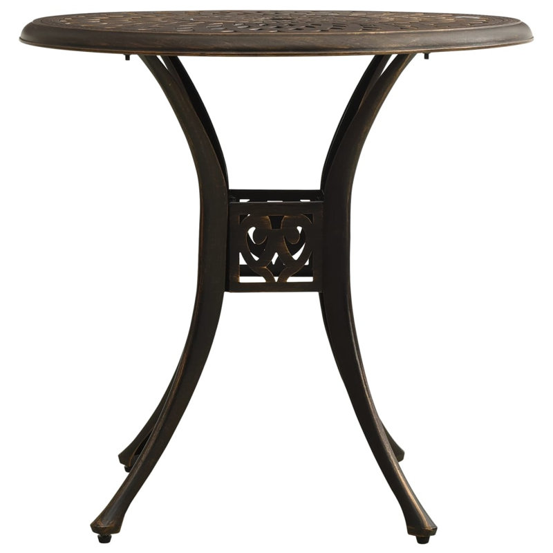 Table bistro d'extérieur en fonte d'aluminium bronze, Brown