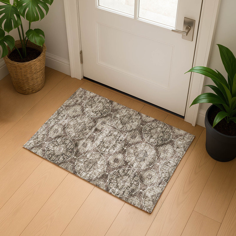 Premium Machine Washable Mayfield AMF2196 panel Rug, 1'8" x 2'6", Chocolate