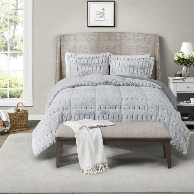 Ensemble de literie luxueuse à poil long et long, confort moelleux en polyester pour chambre à coucher moderne