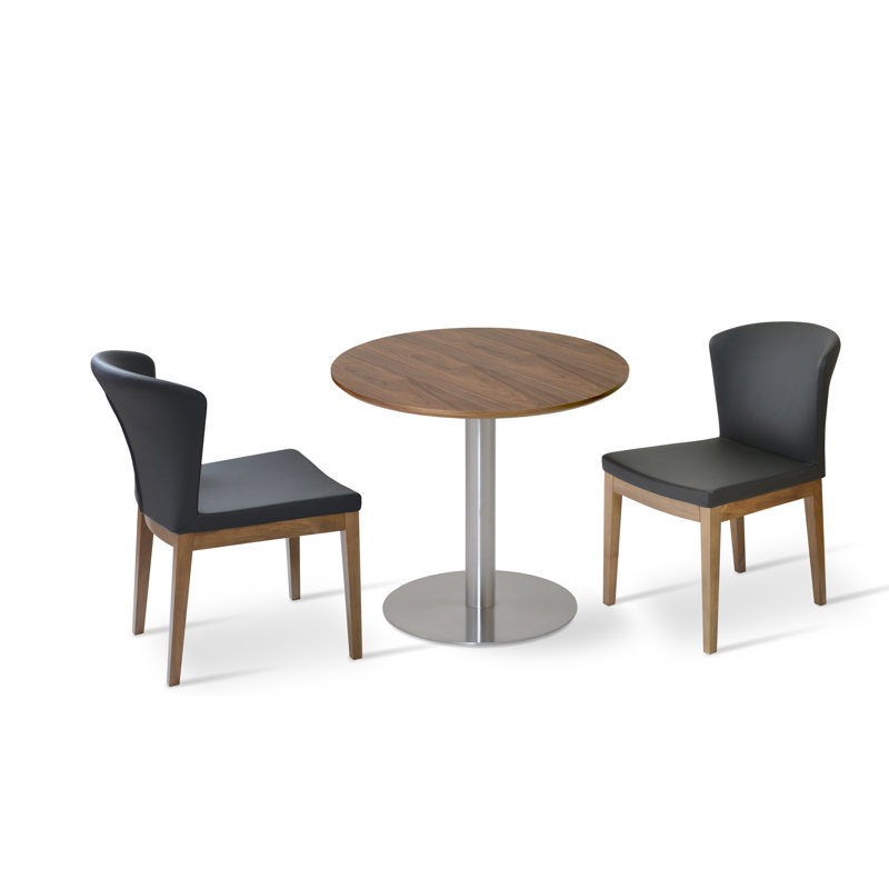 Chaise d'appoint Capri, Similicuir noir, Hêtre et noyer