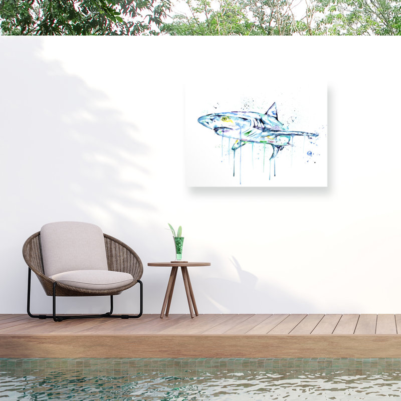 Lisa Whitehouse Shark Outdoor  Canvas, 24" H x 32" W