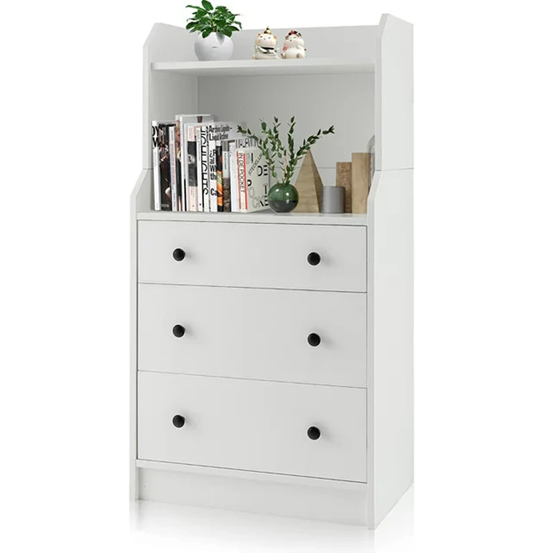 Commode 3 tiroirs Quantasha, Blanc