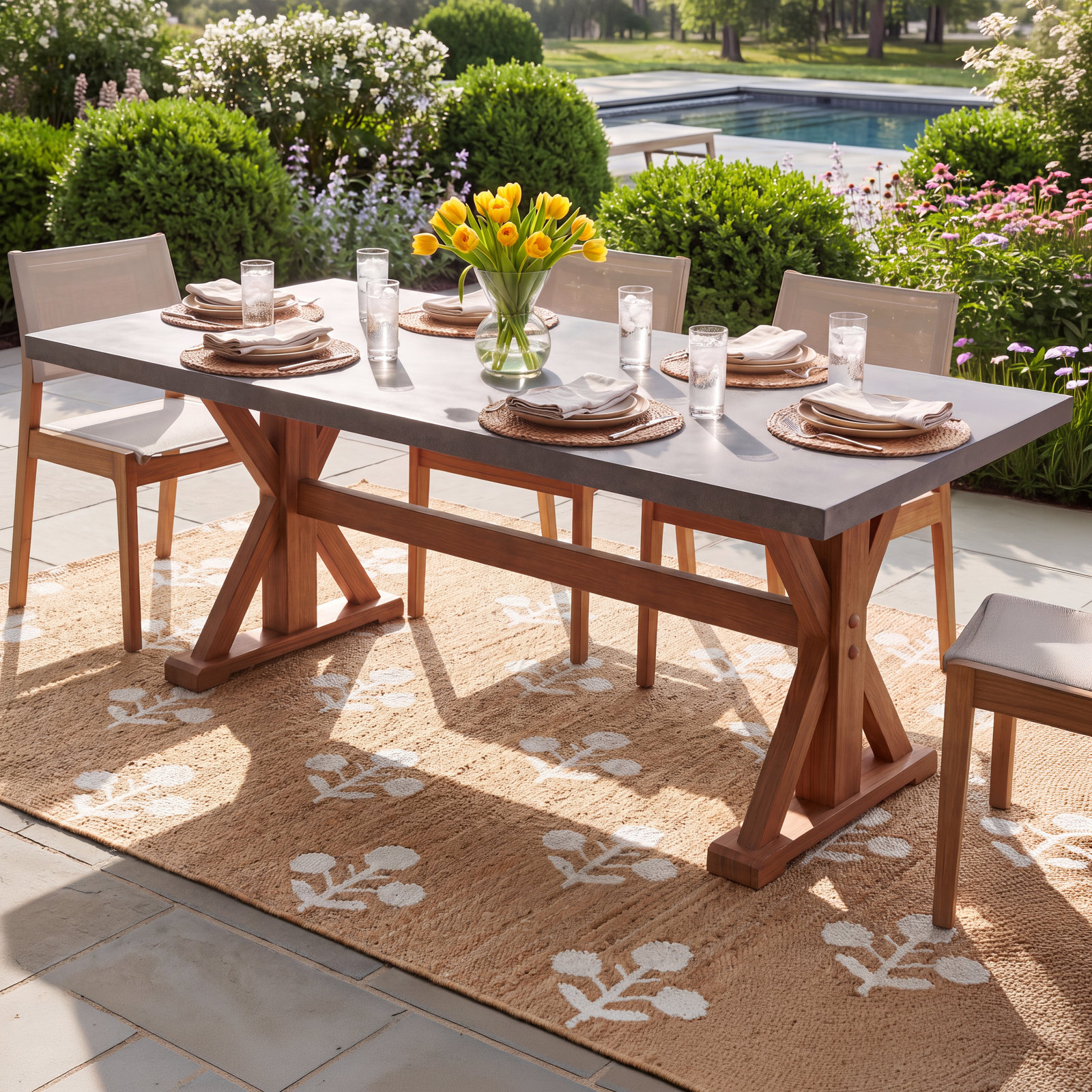 Fleur 74" Eucalyptus Patio Dining Table