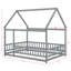 Lit double en bois pleine grandeur avec structure de toit-1177913871