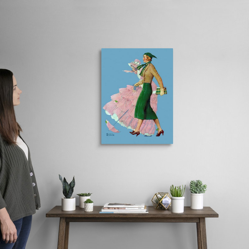 Deux femmes marchant sur toile, art mural, H 24 po x l 18 po x P 1,25 po, Toile tendue