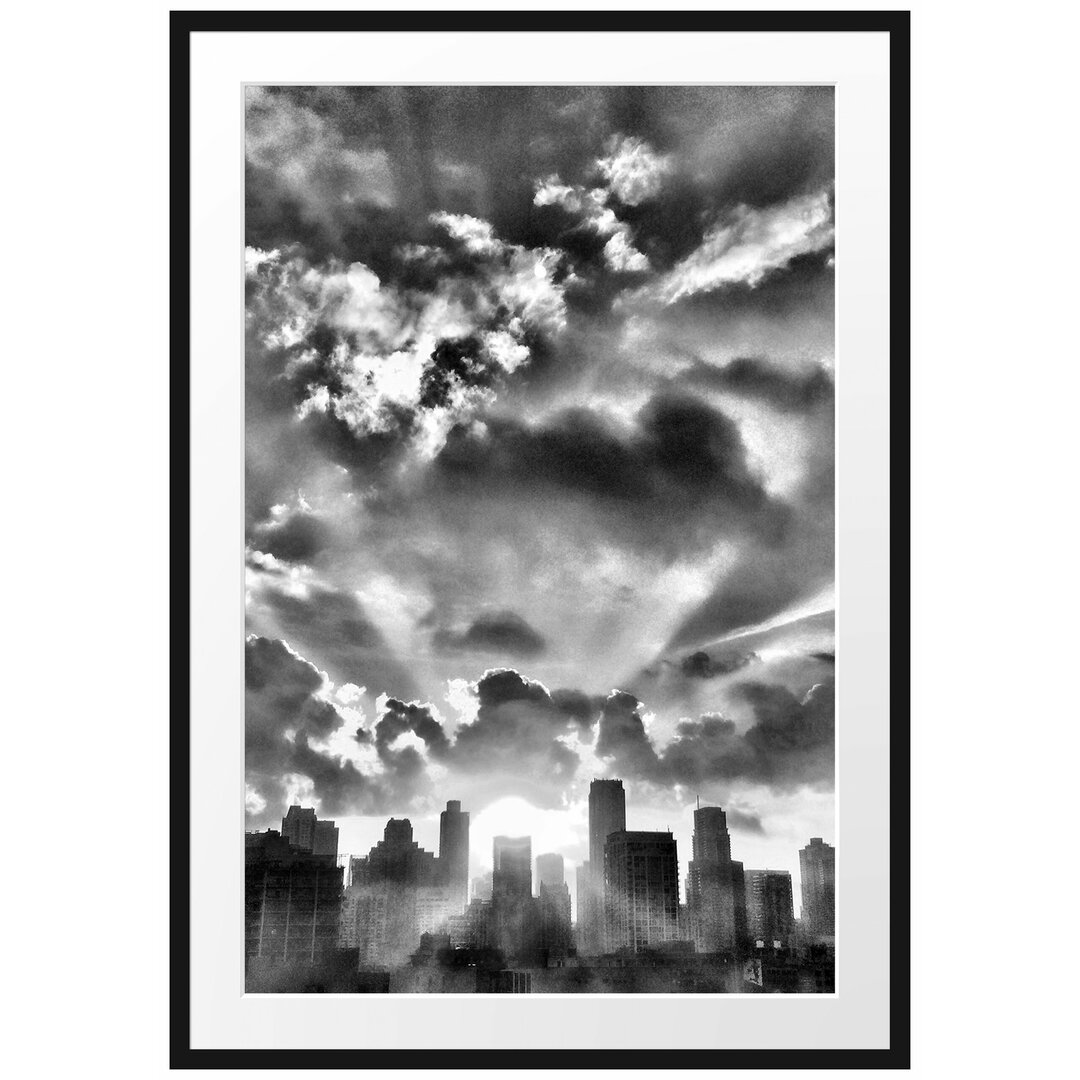 Gerahmtes Poster Chicago Skyline im Sonnenaufgang