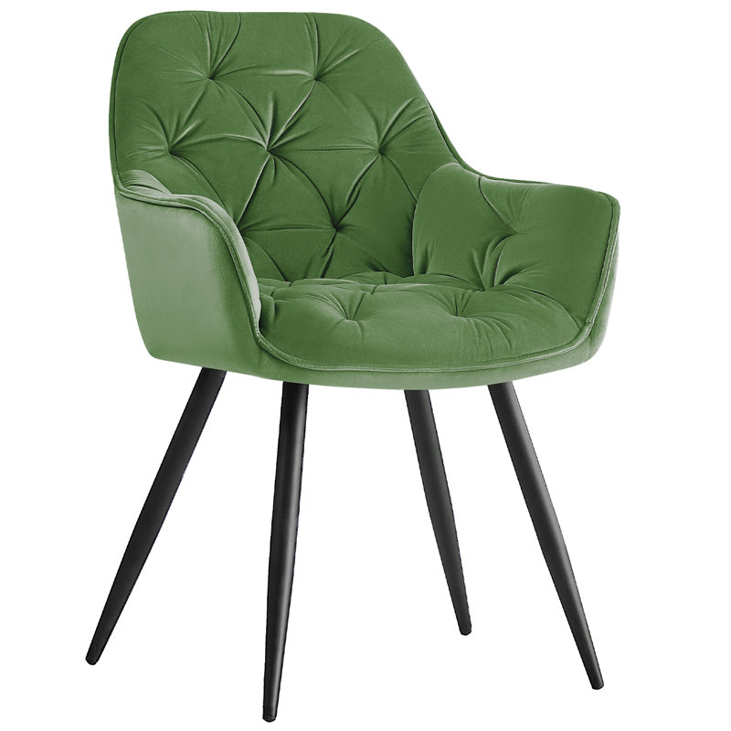 Irie Single Velvet Upholstered Dining Chair with Arm, Sage Green