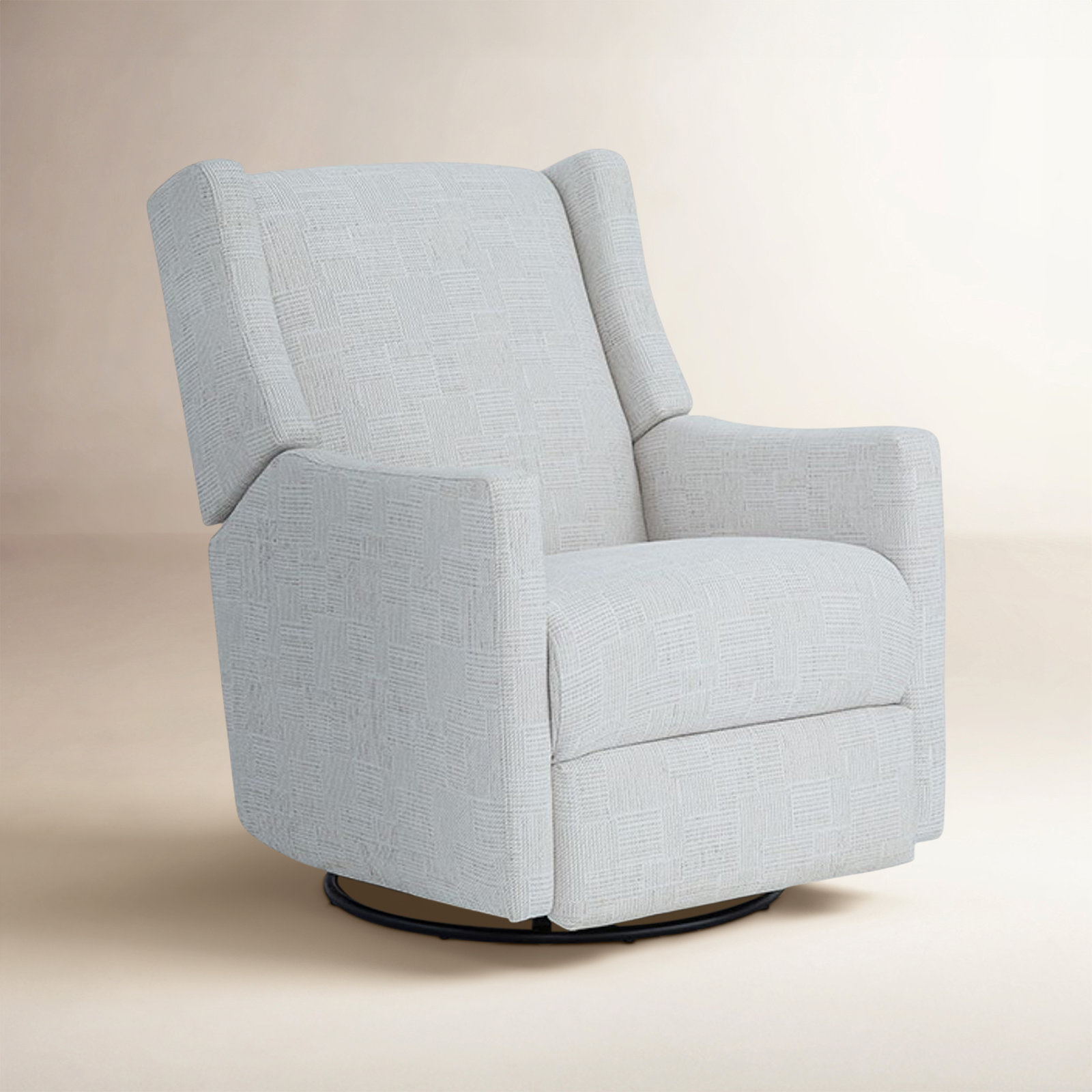 Andrina Upholstered Swivel Reclining Glider, Dove Grey Performance