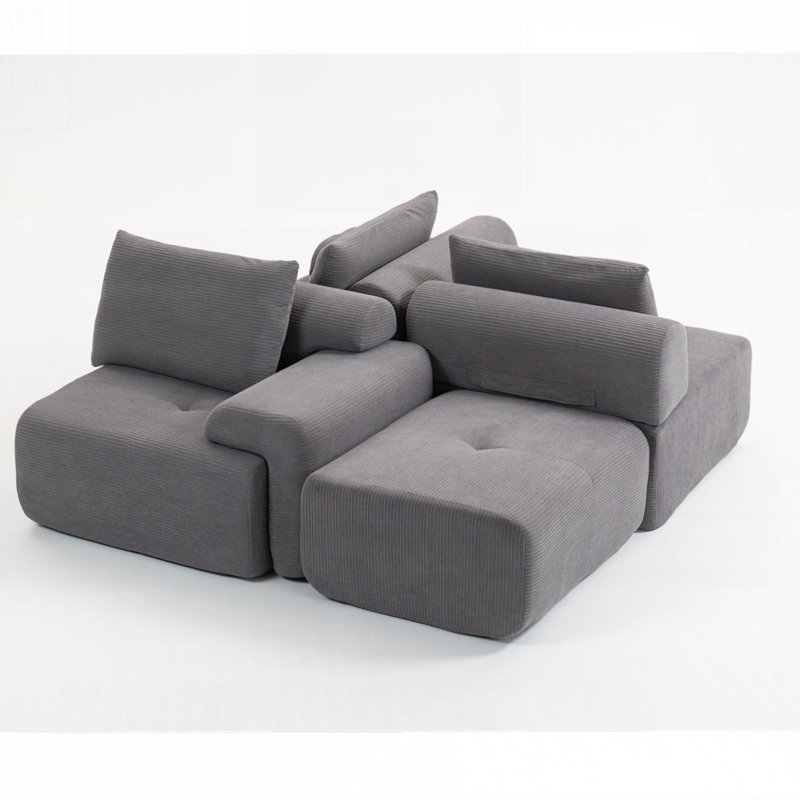Canapé-lit modulaire convertible pour salon avec mousse à mémoire de forme et structure en acier, Gris