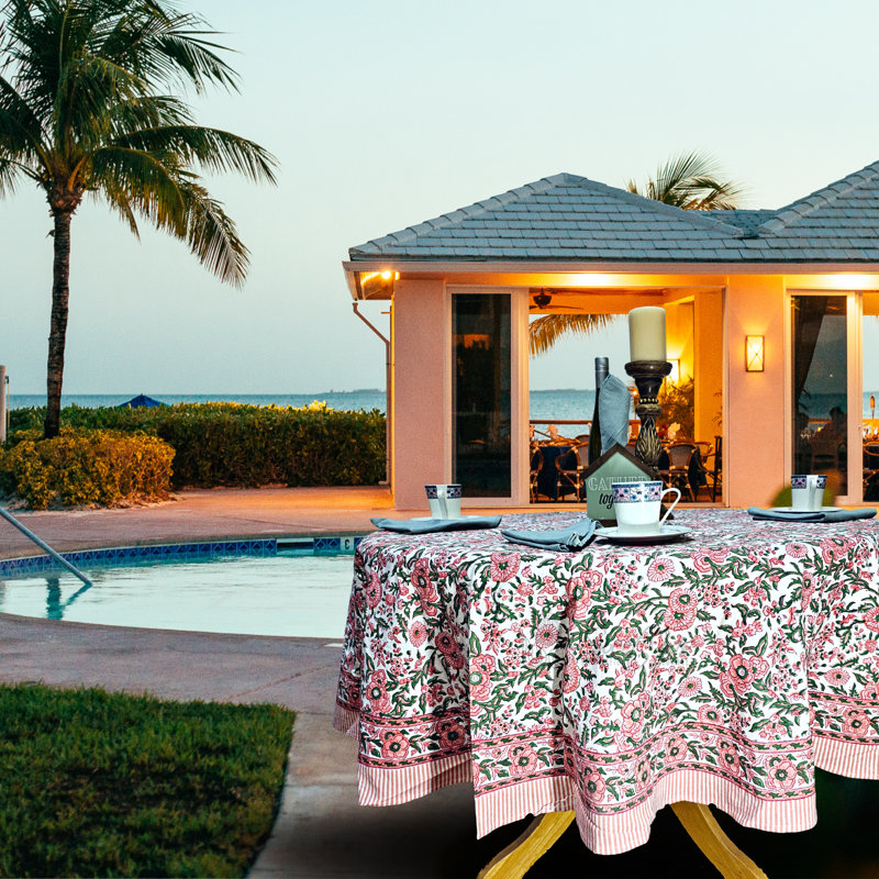 Tazia Round Floral Cotton Tablecloth