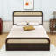Lit plateforme grand Bayla avec coussin de tête de lit rembourré, lit gigogne simple TG, rangement pour tiroir-1254162555