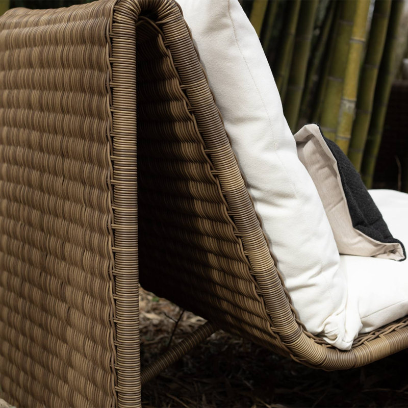 Como 30" W Patio Chair with Cushions, No Welt, Raffia, Linen Snow