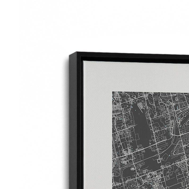Toronto Street Map, reproduction d'art sur toile, 20 po x 30 po, Cadre flottant noir satiné