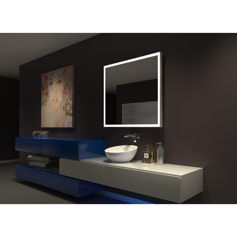 Galaxy Metal Flat Wall Mirror with Drawers, 6000K, 36" H x 40" W