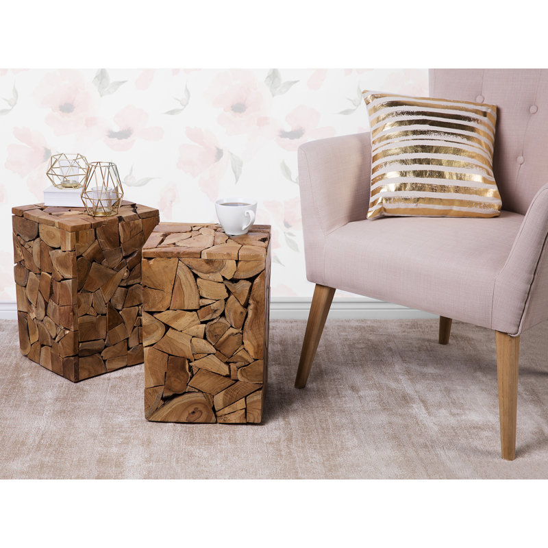 Solid Wood Block End Table