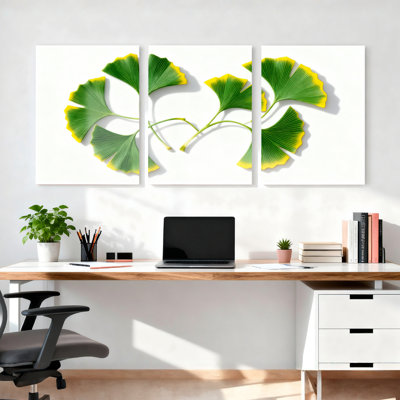 «Ginkgo Leaf Nature», reproduction d'art sur toile tendue, peinture à l'huile botanique moderne (ensemble de 3)