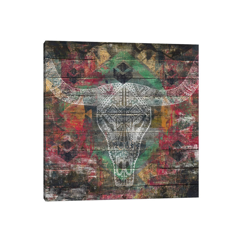 Ancestors (Cow Skull) by Diego Tirigall - Wrapped Canvas Painting, 45.72cm H x 45.72cm W x 1.905cm D