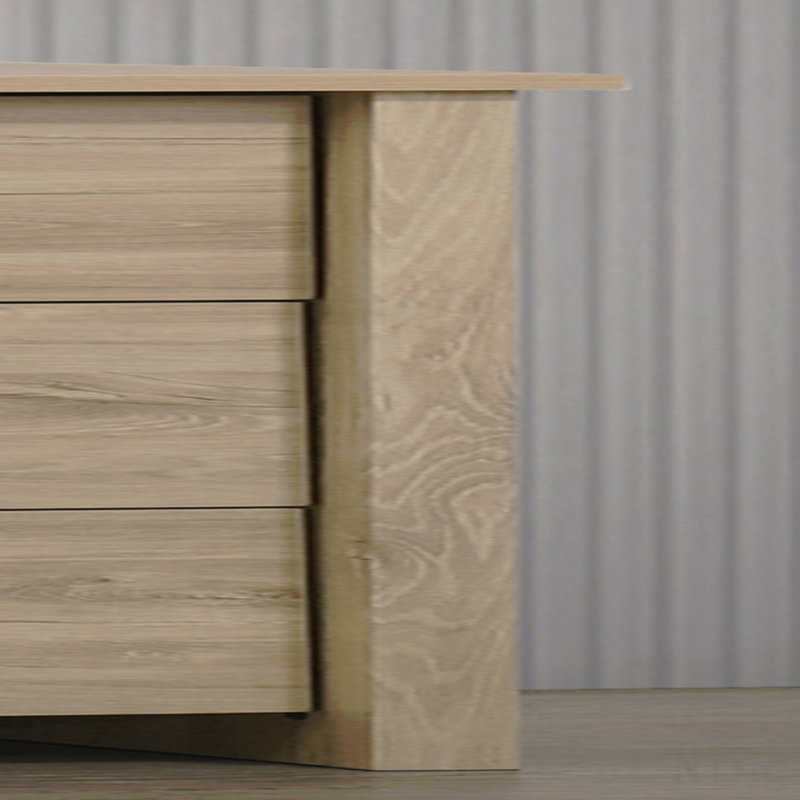 6-Drawer Dresser, 57"W  With Black Handles, Brown