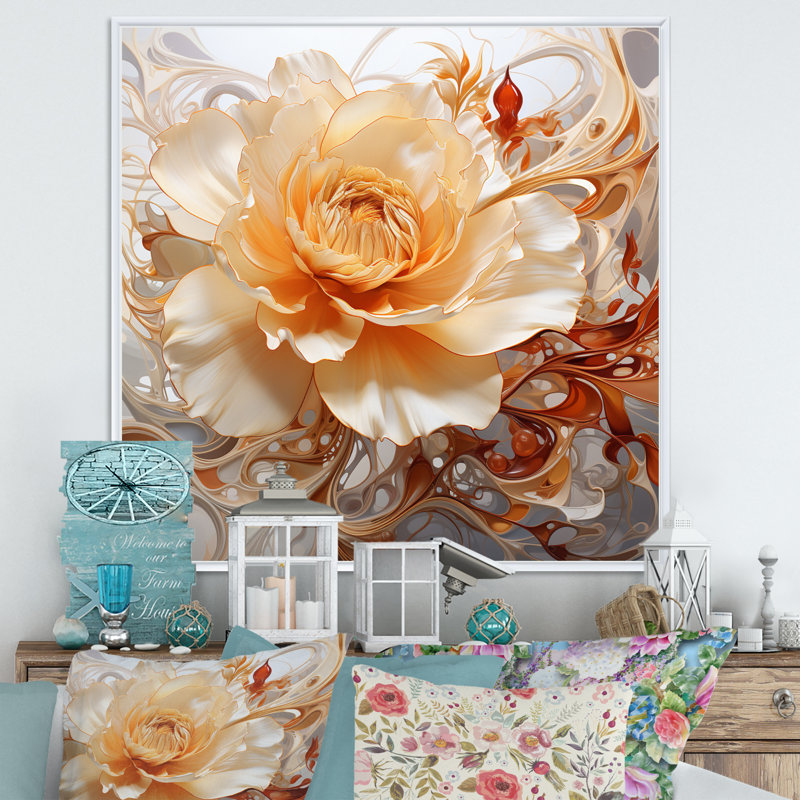 Fleur de magnolia blanc - impression, H 36 po x l 36 po x P 1,5 po, Cadre flottant blanc