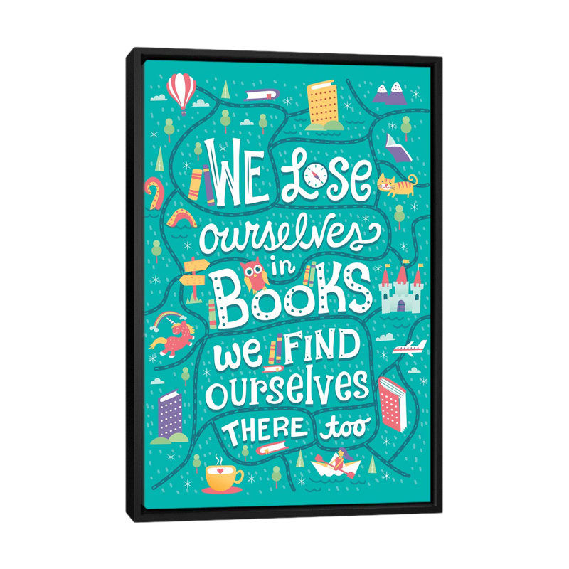 «We Lose Ours tablettes» par Risa Rodil - reproduction d'art textuel, H 60 po x l 40po x P 1,5 po, Toile avec cadre noir
