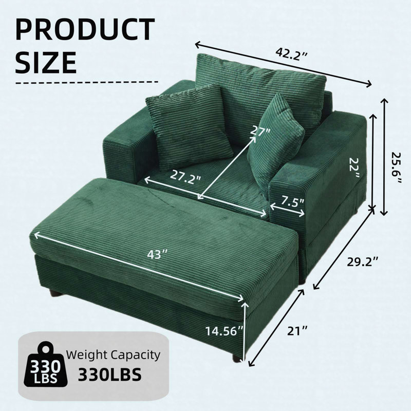 Chaise longue Chaise longue avec accoudoirs et canapé-lit, Green