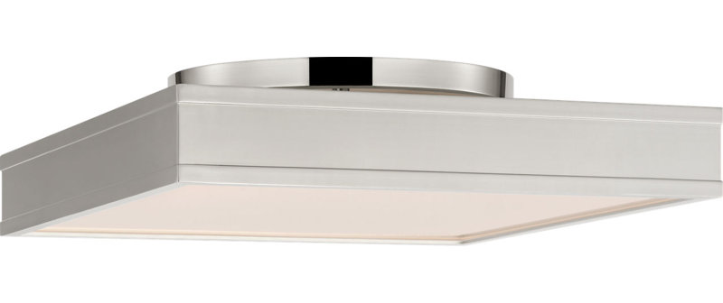Dupont Square Semi Flush, Polished Nickel, 4" H x 16" W x 16" D
