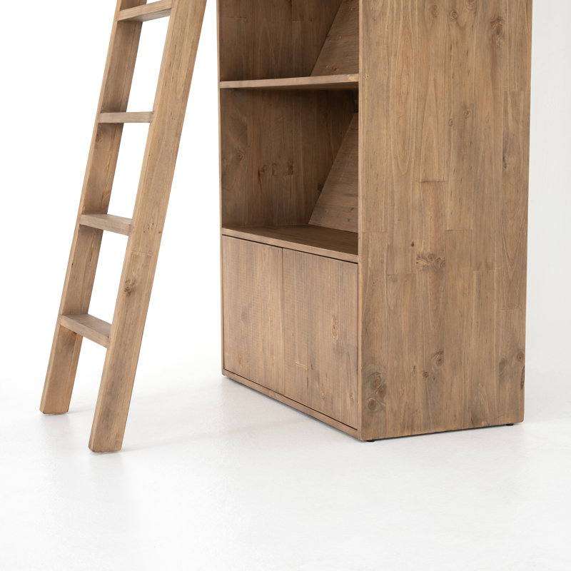 Bane Solid Wood Bookcase, Smoked Pine