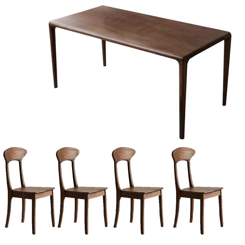 Black Walnut Dining Table And Chairs 4 - Person Walnut Solid Wood Solid Wood Top Four Leg Dining Set