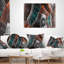 Grille de fleur brune et bleue fractale - coussin imprimé abstrait-29456304-29456307