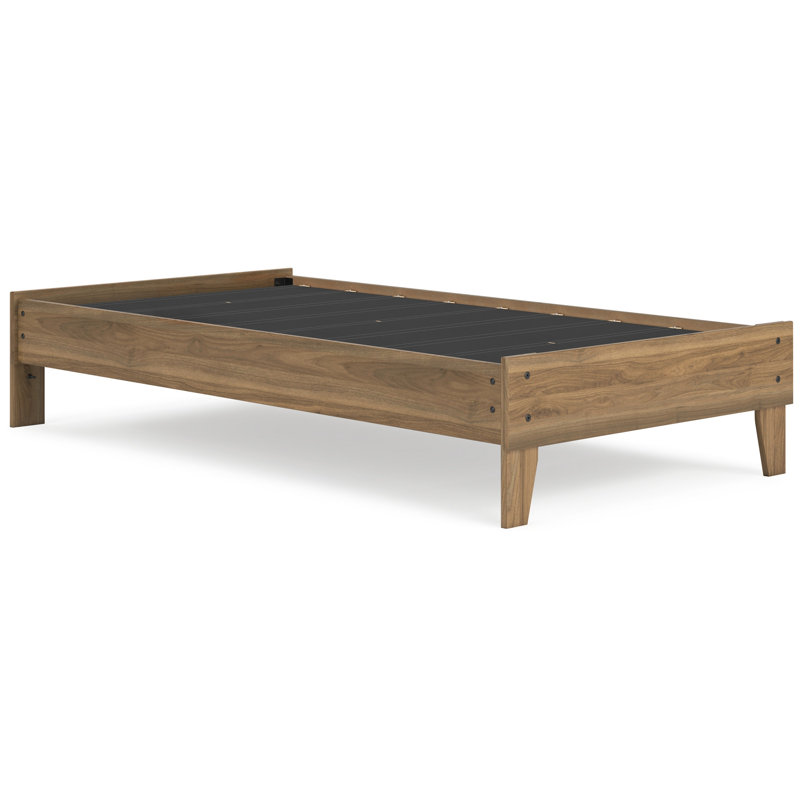 Alli Platform Bed, Modern Wood, Low Profile, Twin, Honey Brown