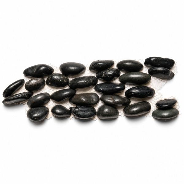 CNK Polished Black Standing Pebble Tile