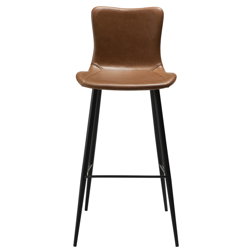 Medusa Upholstered Bar Stool with Iron Frame, Brown