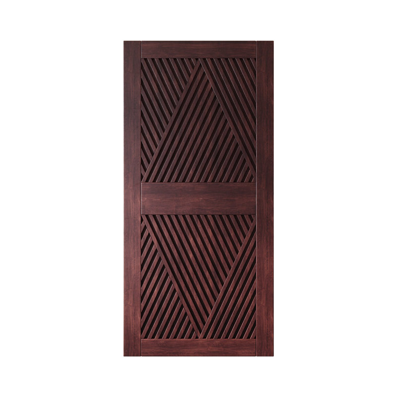 Porte de grange en bois de pin à finition diamant acajou rouge de 84 po Homacer, 26 po x 84 po