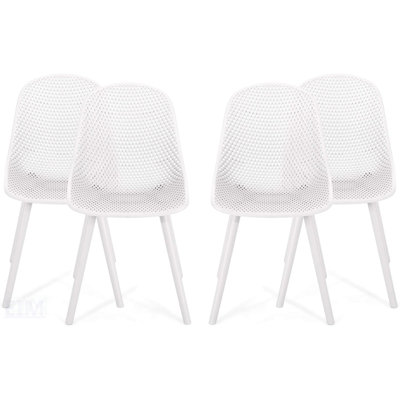 Ensemble de 4 chaises d'extérieur POSEY résistantes aux intempéries et élégantes pour un confort durable et une esthétique moderne