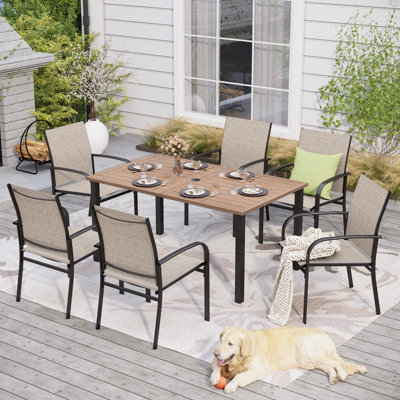 6 - Person Metal Patio Dining Set With Rectangular Table