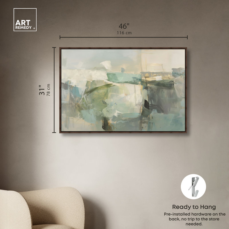 «Grayish Green II», reproduction sur toile encadrée par Art Remedy, cadre en noyer, 45 x 30, 31"H x 46"W, Walnut Frame
