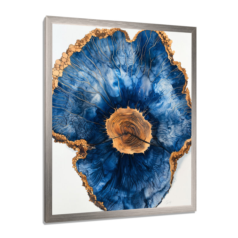 Mumford - Art mural floral, Argent argent, H 44 po x l 34 po, Avec cadre