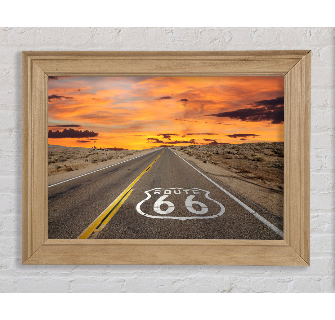 Route 66 Sonnenuntergang Gerahmter Druck