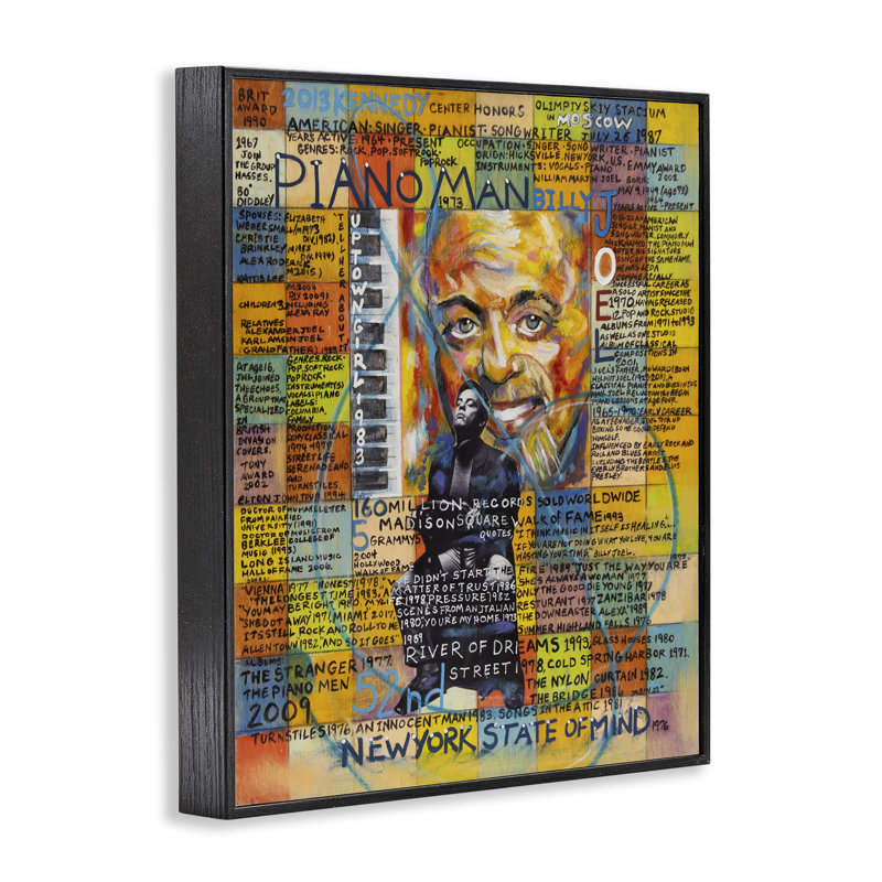 Billy Joel Collage, estampe numérique encadrée par Sabin, Giclée encadrée noir minuit, H 20 po x l 16 po