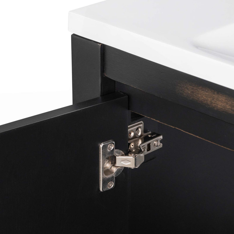 Meuble-lavabo de salle de bain avec lavabo en résine et 2 portes