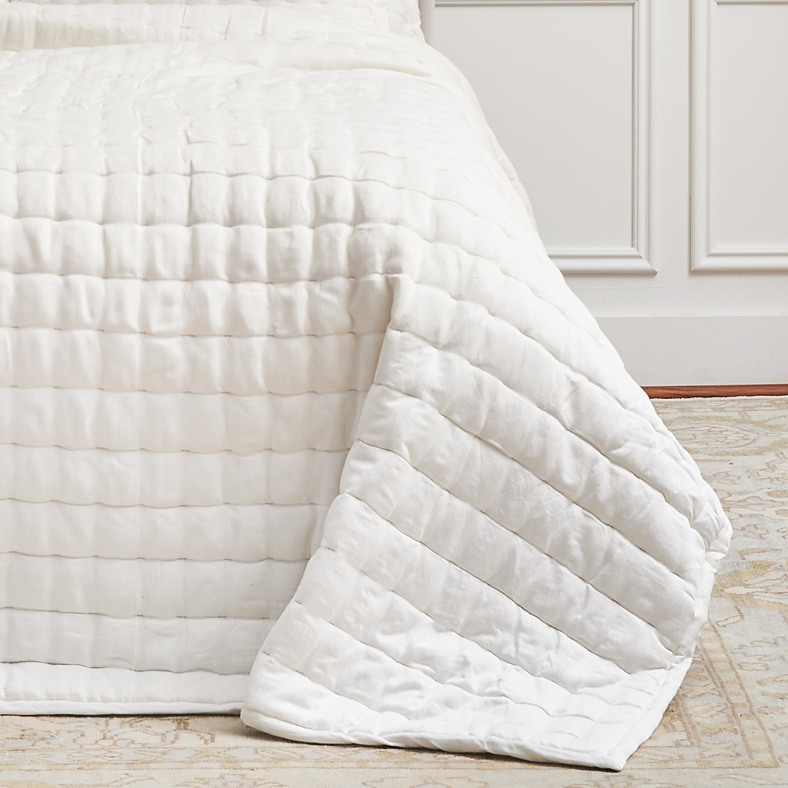 Nathanson White Standard Cotton Reversible Quilt